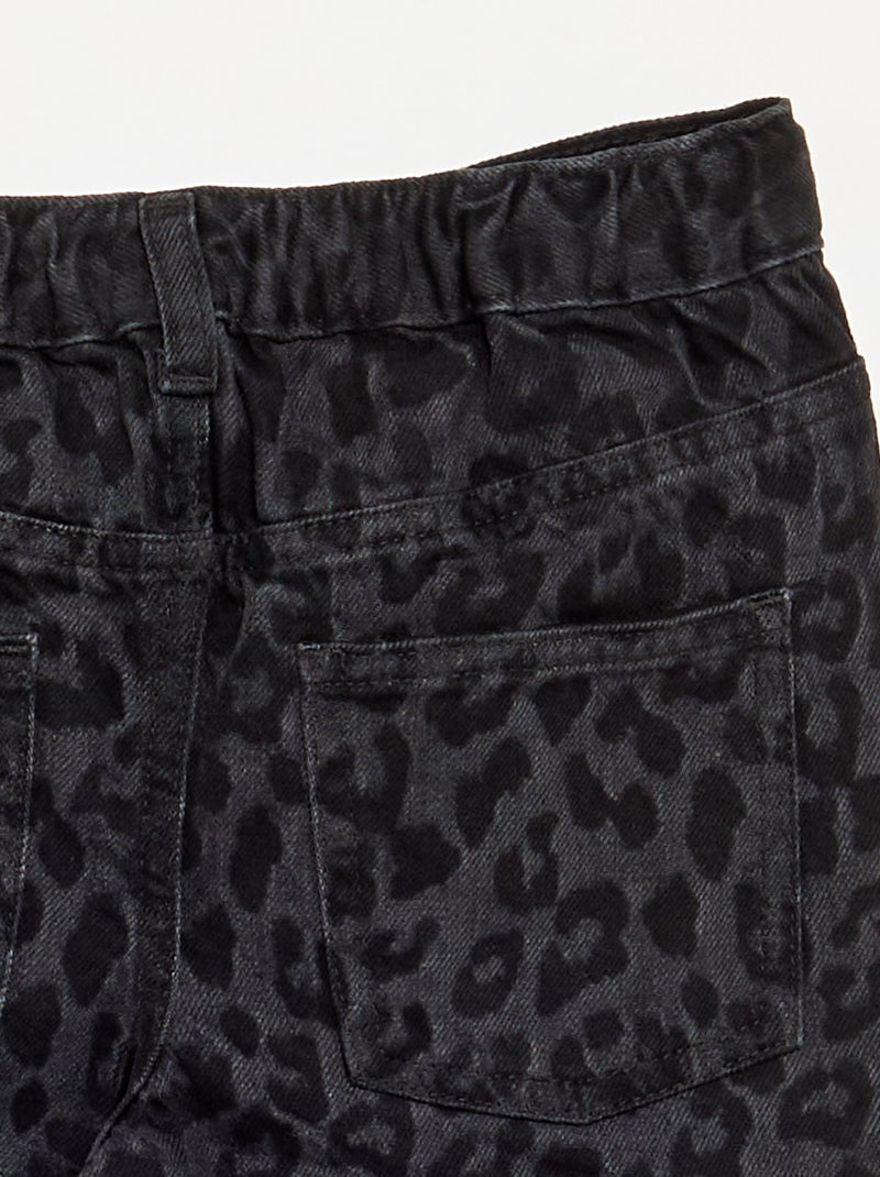 Denim broek met asymmetrische knoopsluiting Bruin - Kiabi