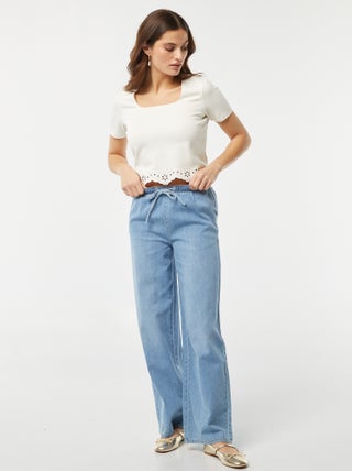 Denim broek met elastiek