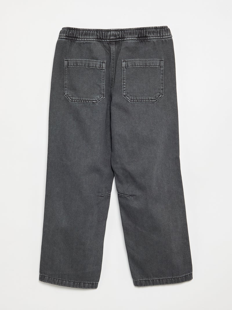 Denim broek met elastische taille - Comfort fit-model Grijs - Kiabi