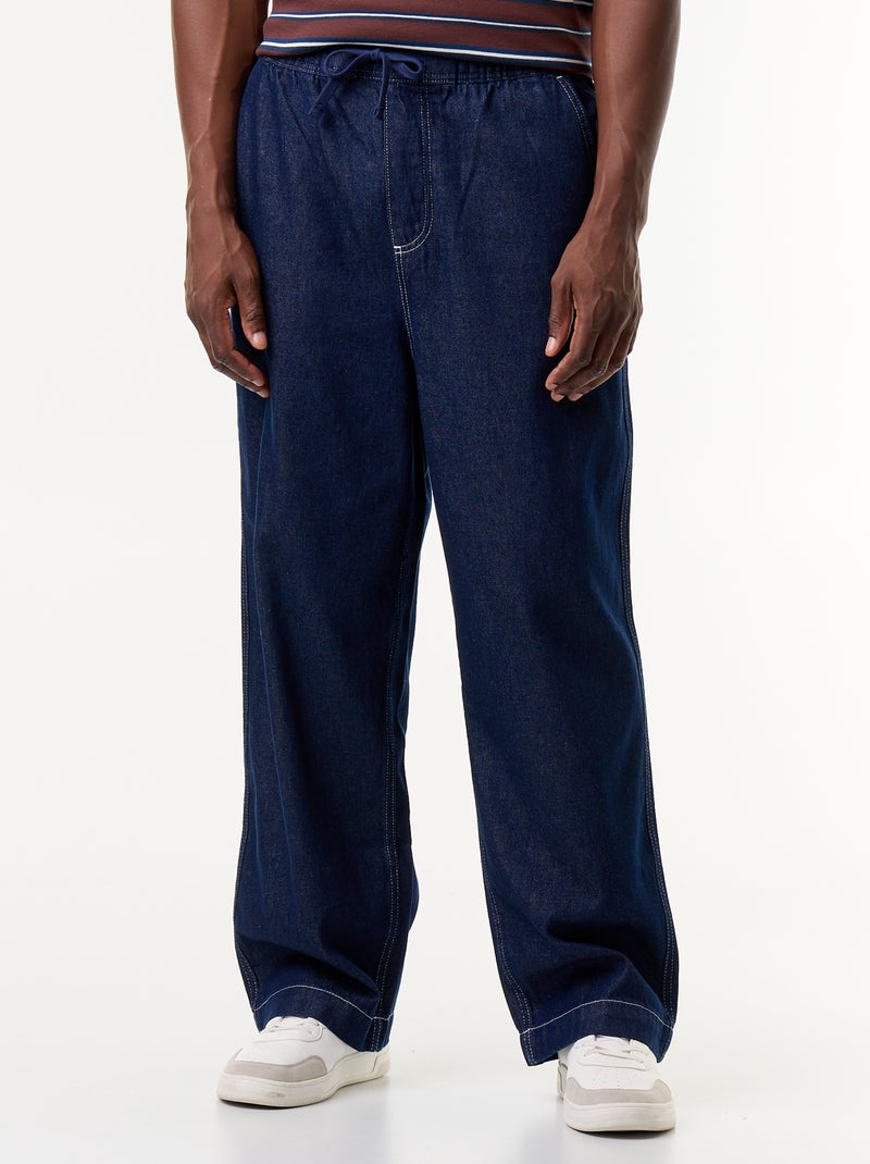 Denim broek met elastische taille Blauw - Kiabi