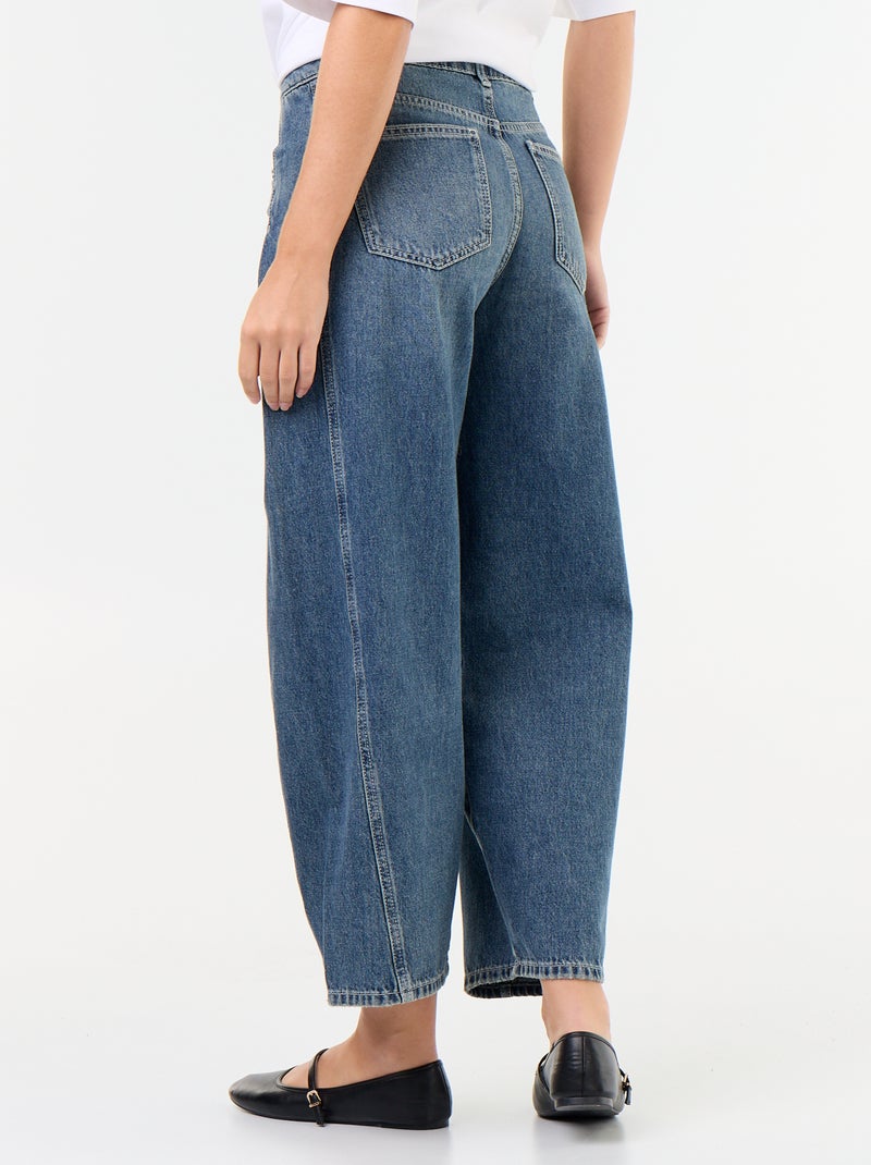 Denim broek met fantasieplooien Blauw - Kiabi