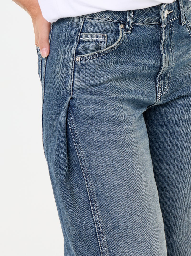 Denim broek met fantasieplooien Blauw - Kiabi