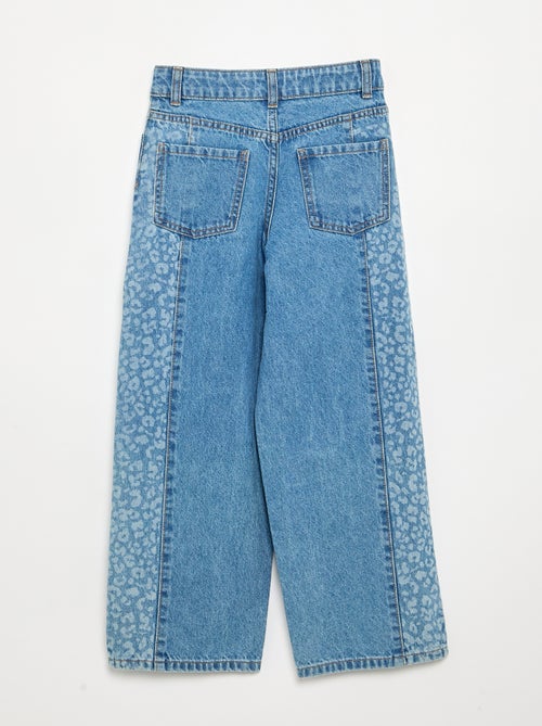 Denim broek met geprinte inzetten - Kiabi