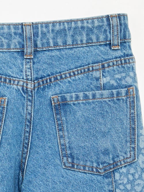Denim broek met geprinte inzetten - Kiabi