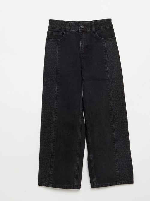 Denim broek met geprinte inzetten - Kiabi