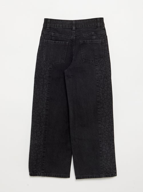 Denim broek met geprinte inzetten - Kiabi