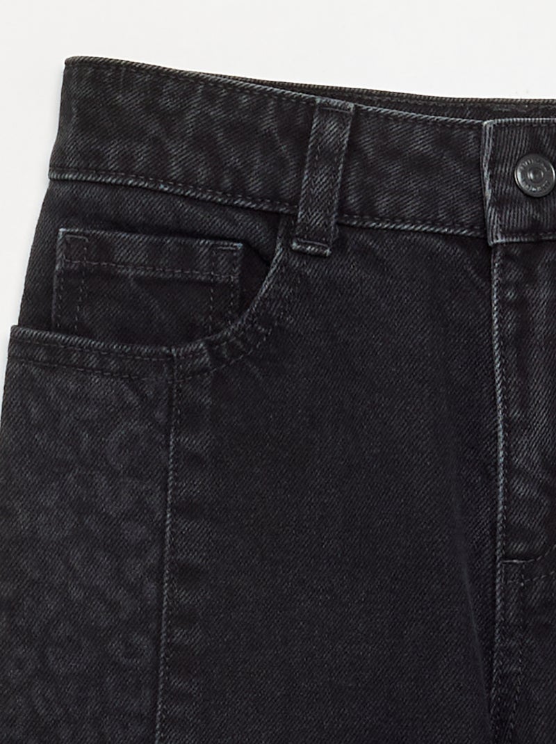 Denim broek met geprinte inzetten Zwart - Kiabi