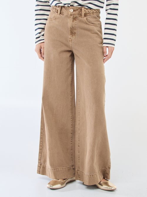 Denim broek met hoge taille en wijde pijpen - Kiabi