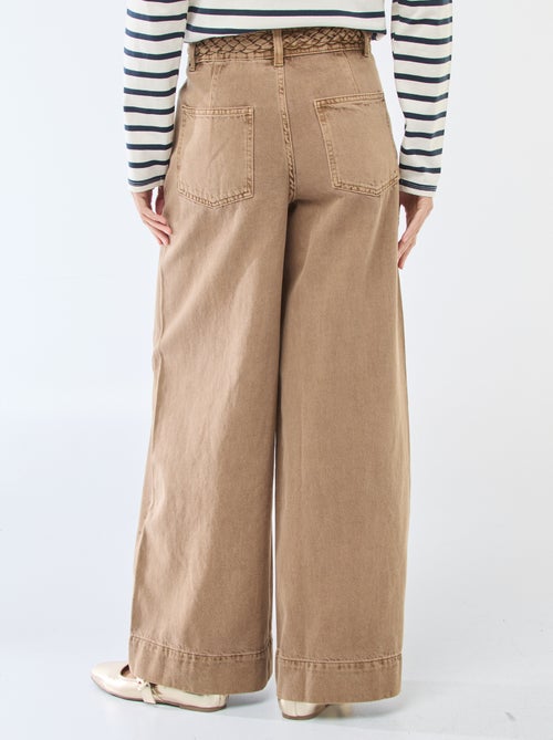 Denim broek met hoge taille en wijde pijpen - Kiabi