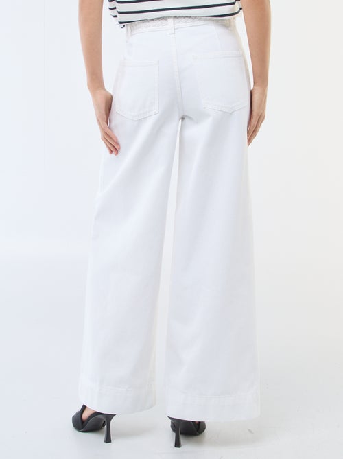 Denim broek met hoge taille en wijde pijpen - Kiabi