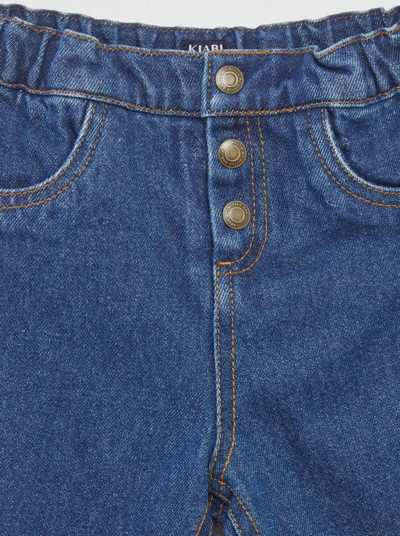 Denim broek met knopen BLAUW - Kiabi