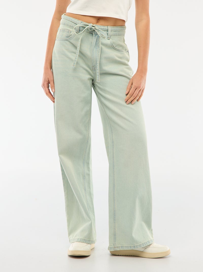 Denim broek met mini riem Blauw - Kiabi