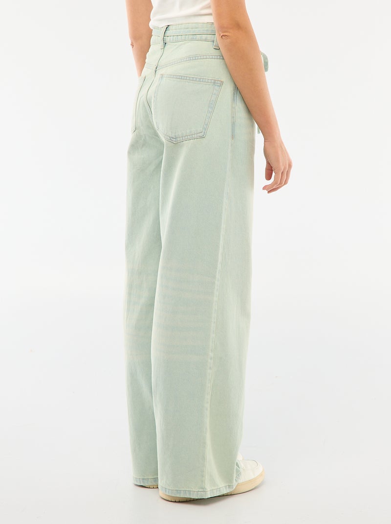 Denim broek met mini riem Blauw - Kiabi