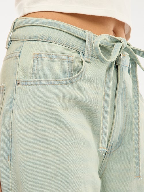 Denim broek met mini riem - Kiabi