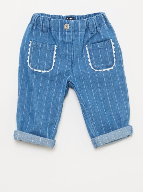 Denim broek met opgestikte fantasiezakken - Kiabi