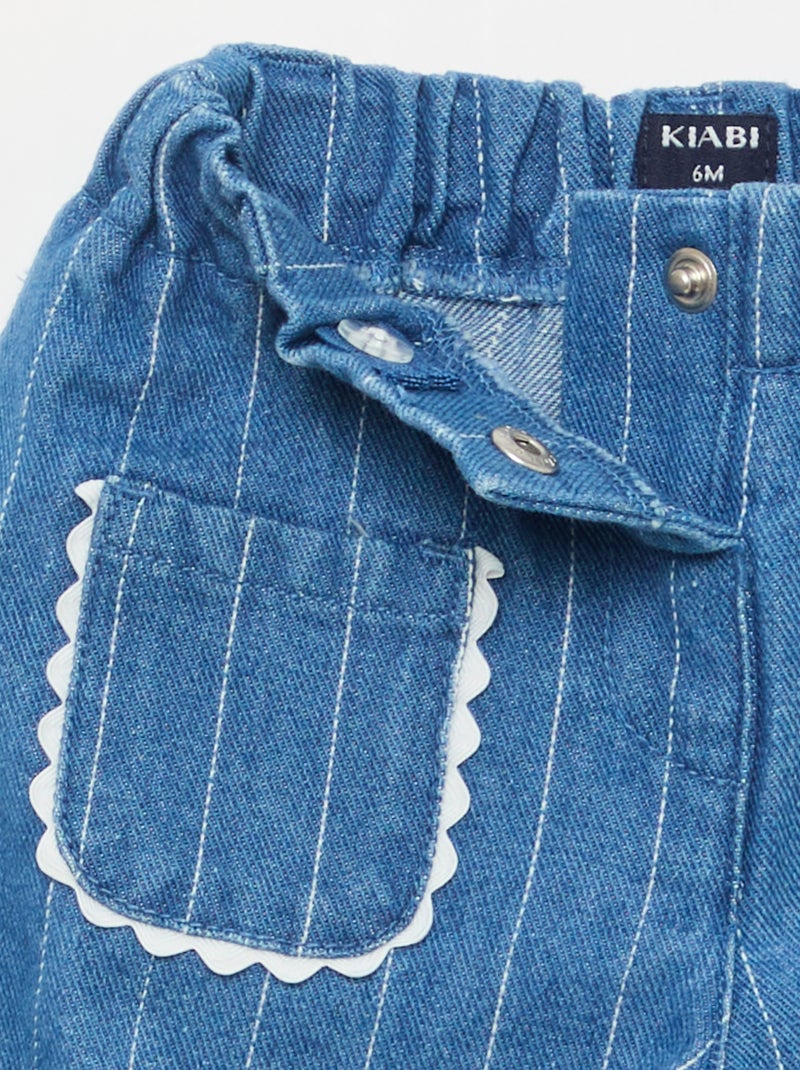 Denim broek met opgestikte fantasiezakken Blauw - Kiabi
