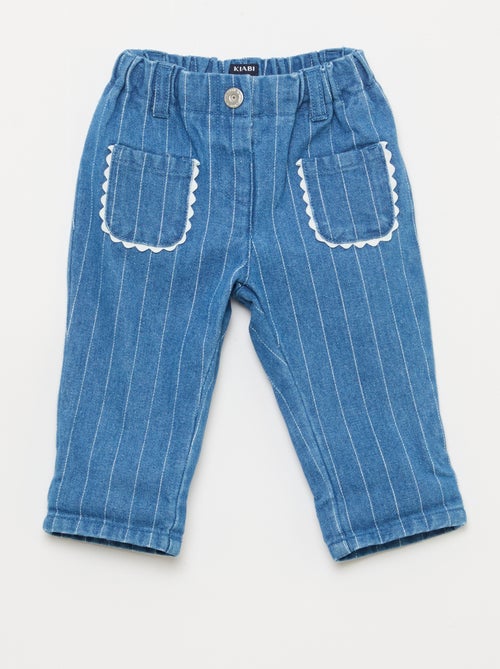 Denim broek met opgestikte fantasiezakken - Kiabi