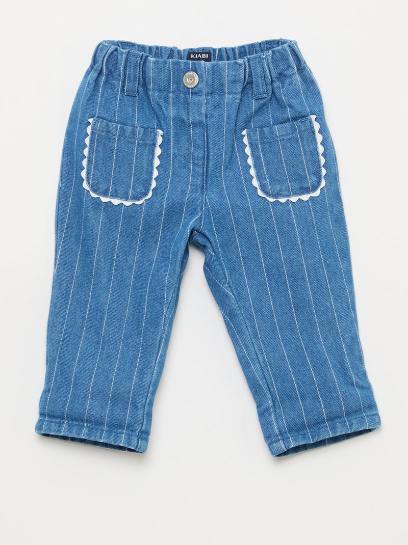 Denim broek met opgestikte fantasiezakken Blauw - Kiabi