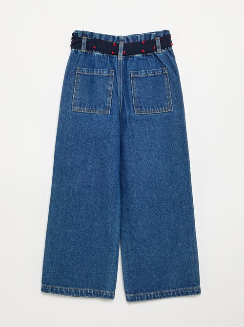 Denim broek met stoffen riem - Kiabi