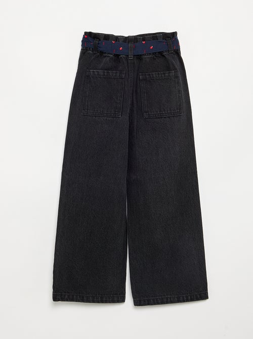 Denim broek met stoffen riem - Kiabi