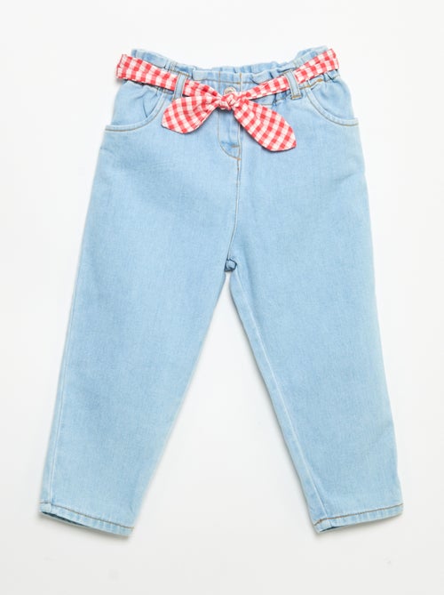 Denim broek met strikceintuur - Kiabi