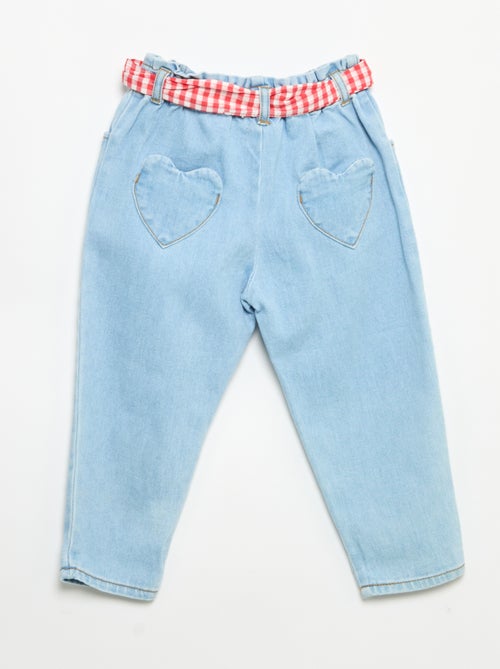 Denim broek met strikceintuur - Kiabi