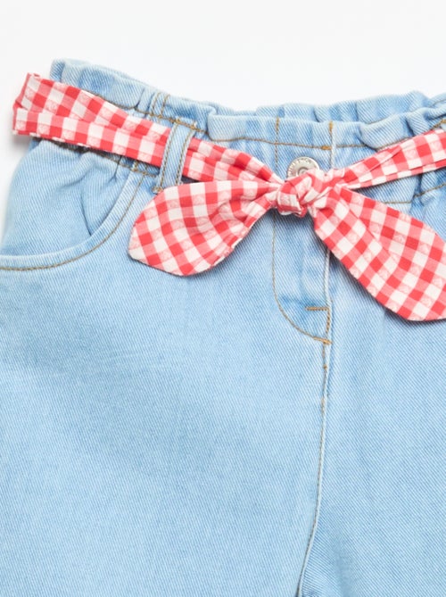 Denim broek met strikceintuur - Kiabi