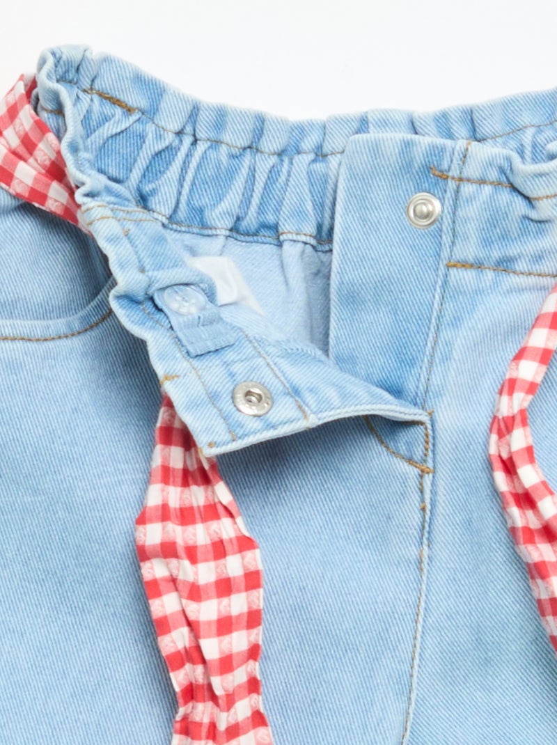 Denim broek met strikceintuur Wit - Kiabi