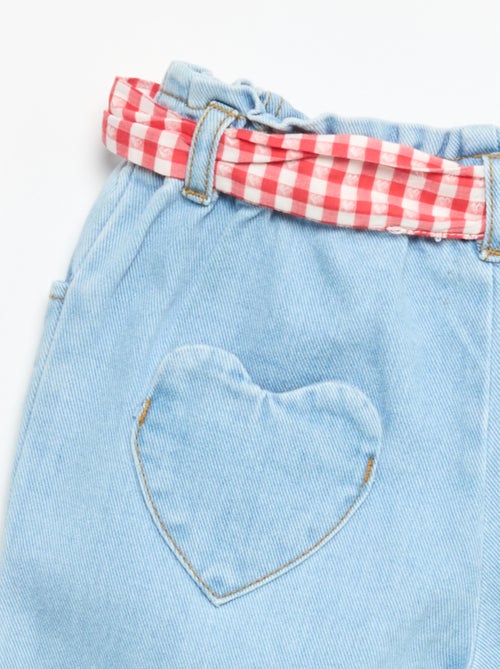 Denim broek met strikceintuur - Kiabi