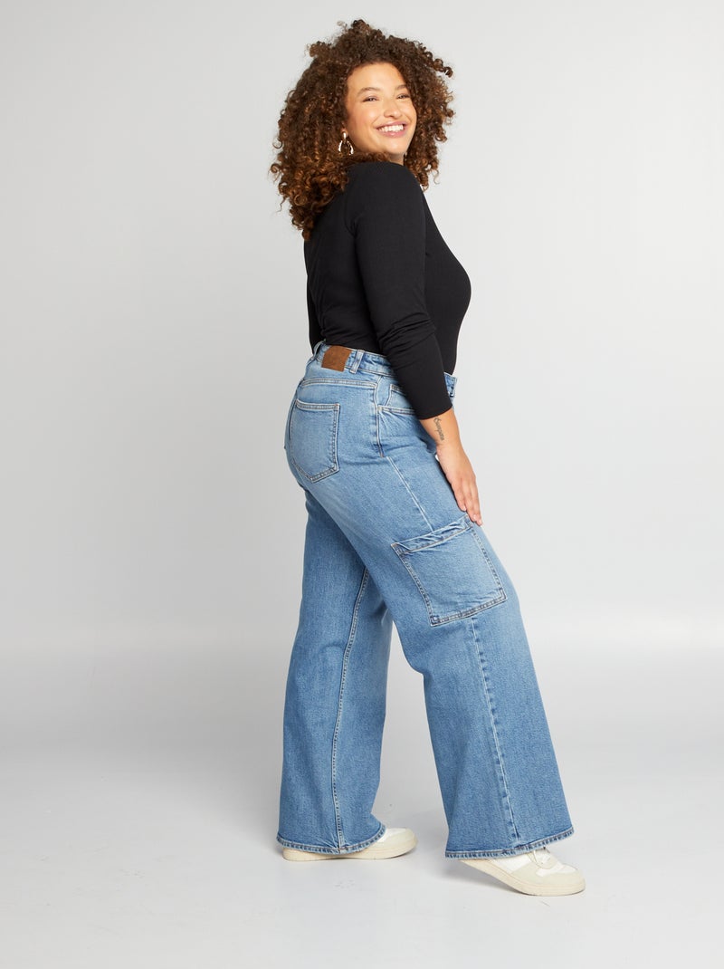 Denim broek met wijde pijpen BLAUW - Kiabi