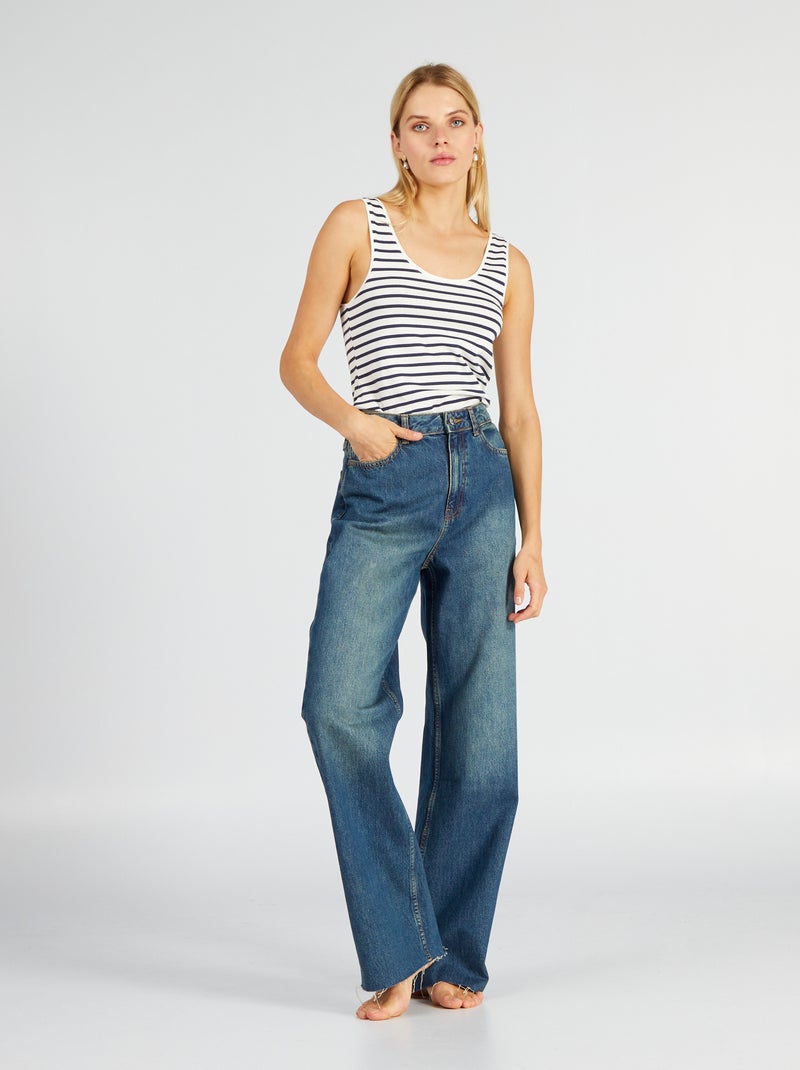 Denim broek met wijde pijpen BLAUW - Kiabi