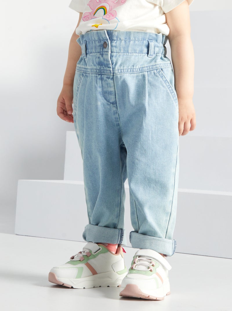 Denim broekje in paperbagmodel BLAUW - Kiabi
