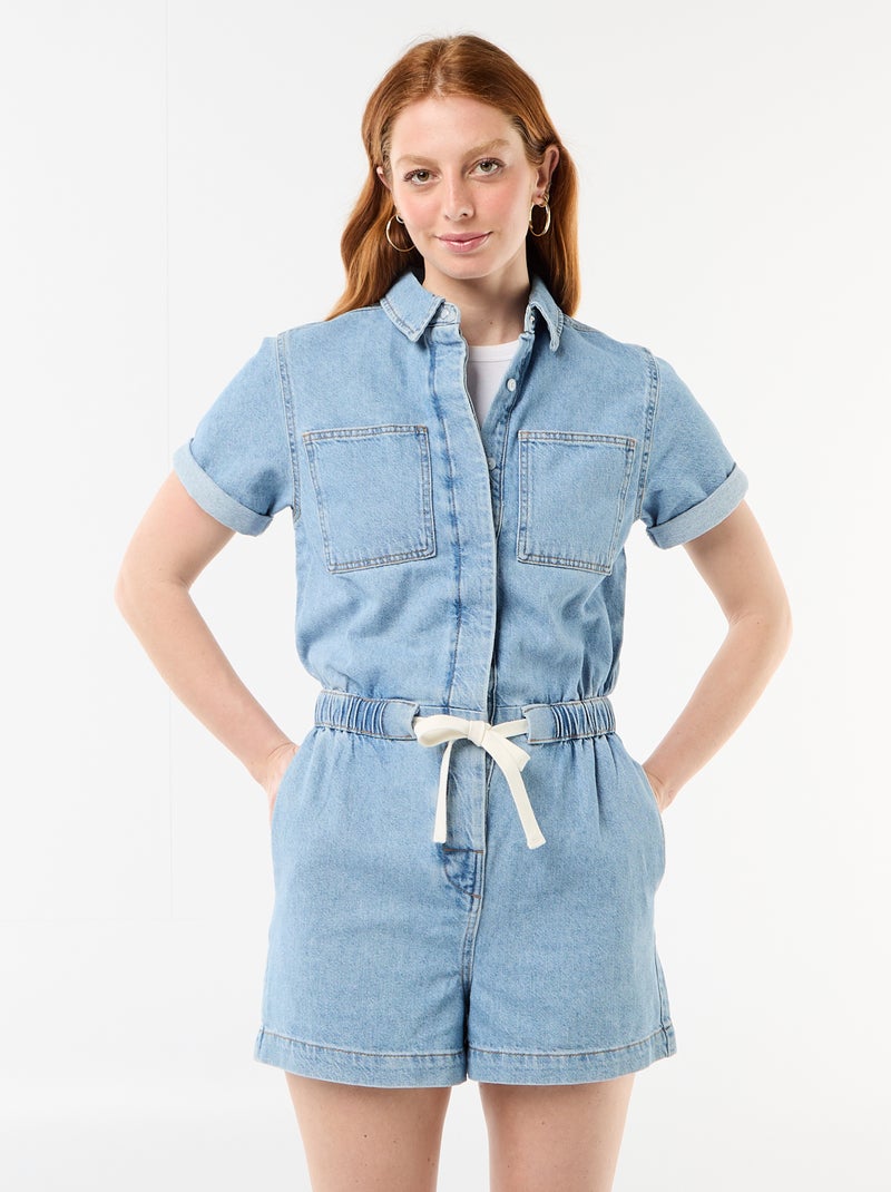 Denim combishort Blauw - Kiabi
