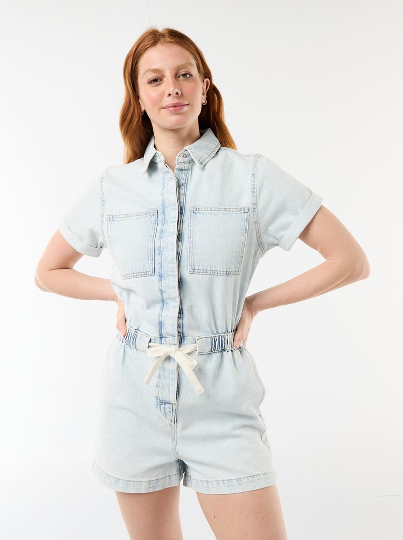 Denim combishort Blauw - Kiabi