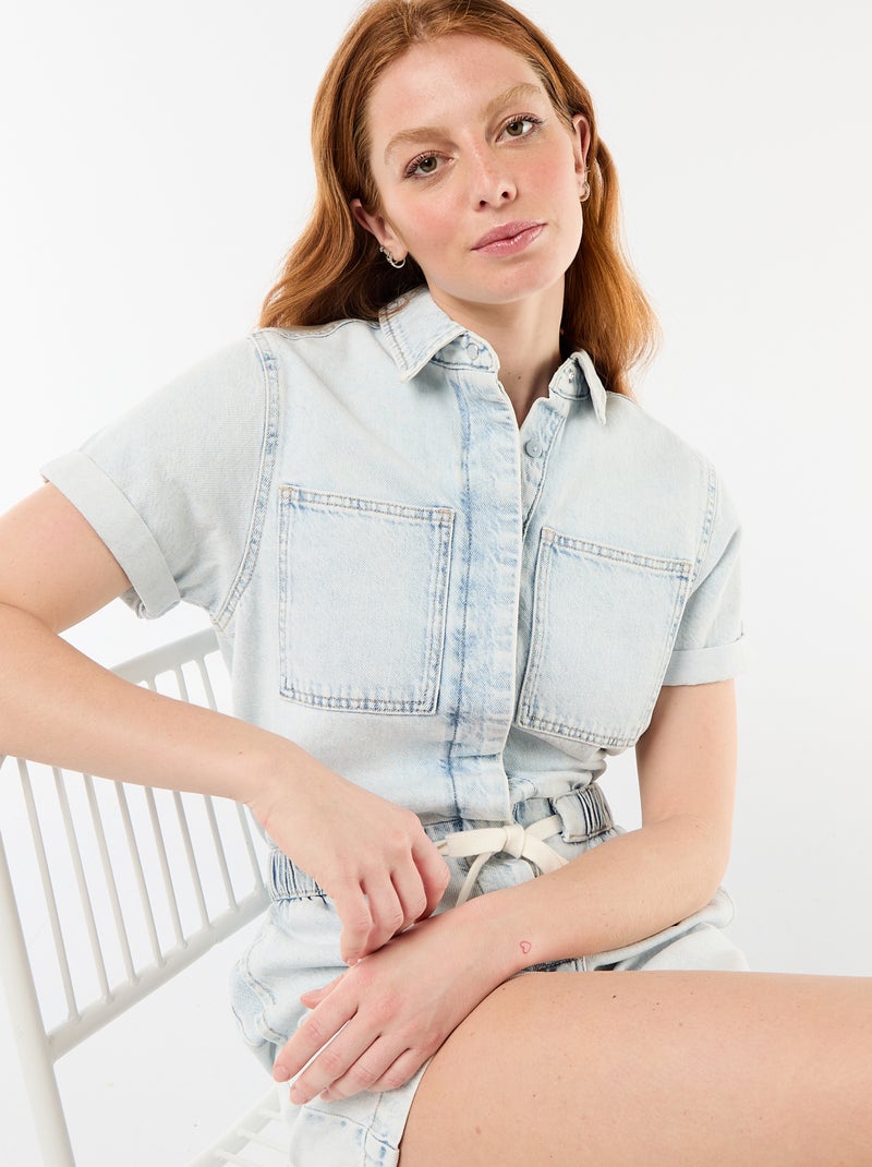 Denim combishort Blauw - Kiabi