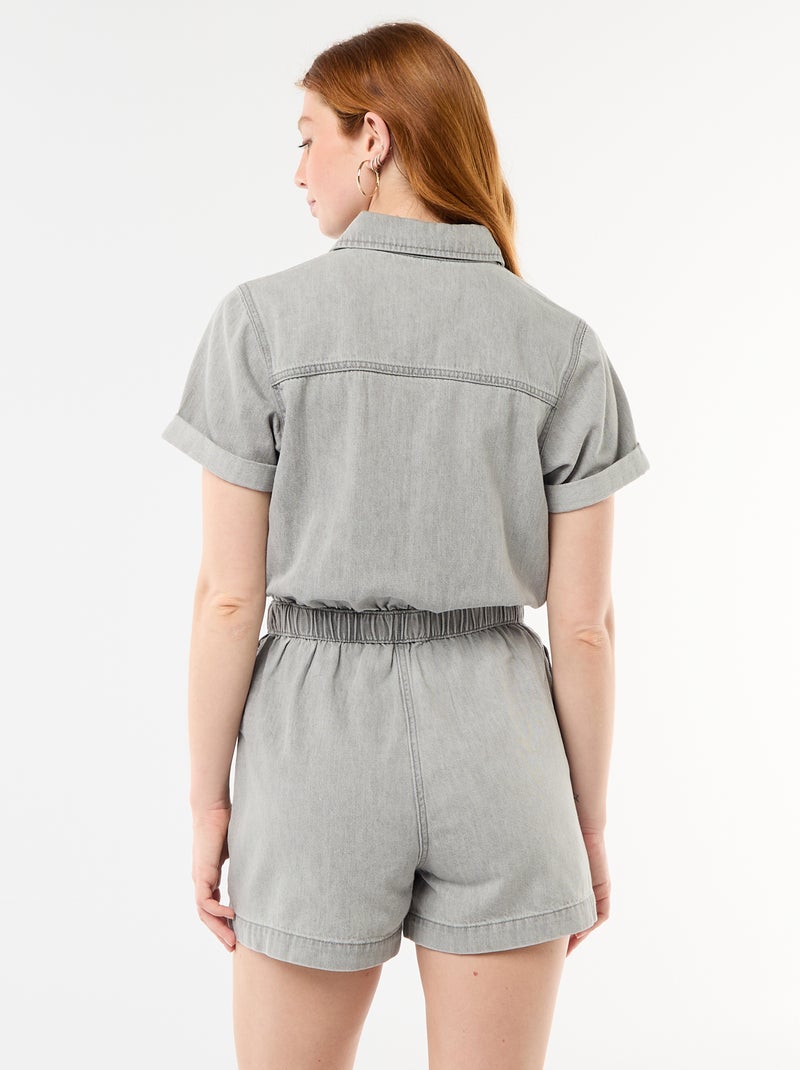 Denim combishort Grijs - Kiabi