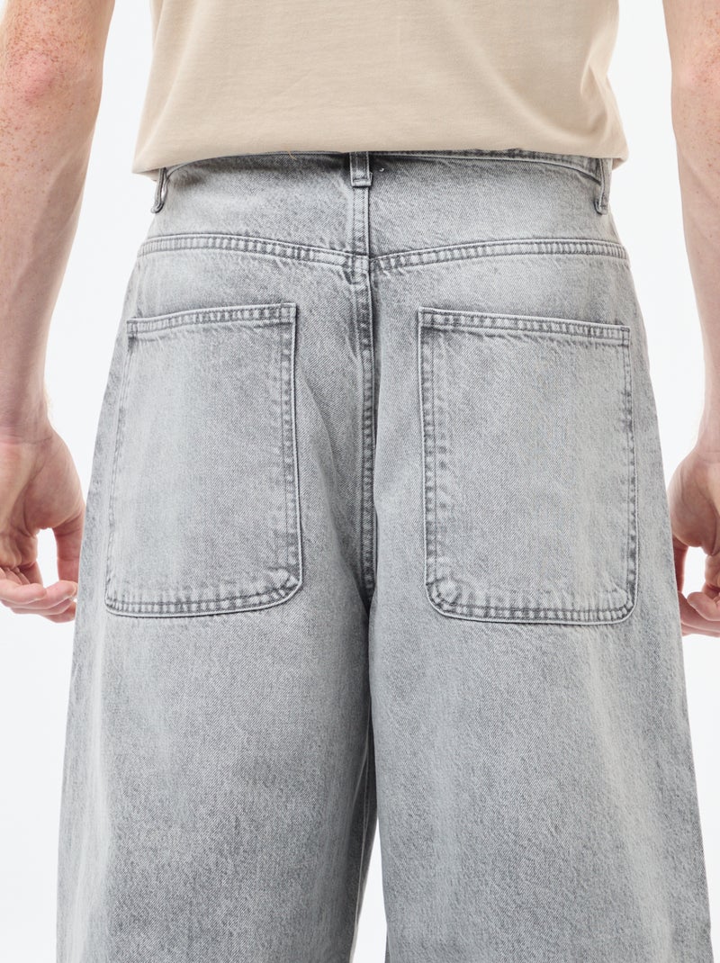 Denim fit baggy van katoen Grijs - Kiabi