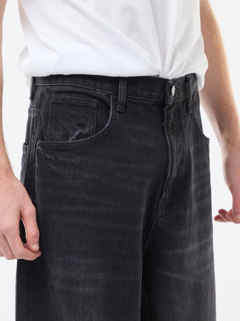 Denim fit baggy van katoen Zwart - Kiabi