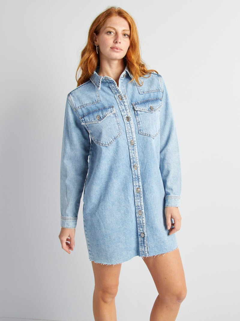 Denim hemdjurk BLAUW - Kiabi