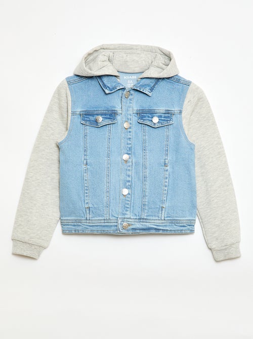 Denim jas met capuchon van jersey - Kiabi
