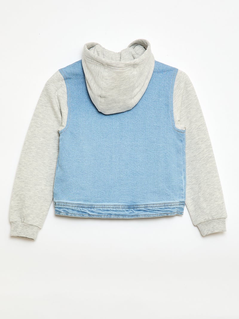 Denim jas met capuchon van jersey Blauw - Kiabi