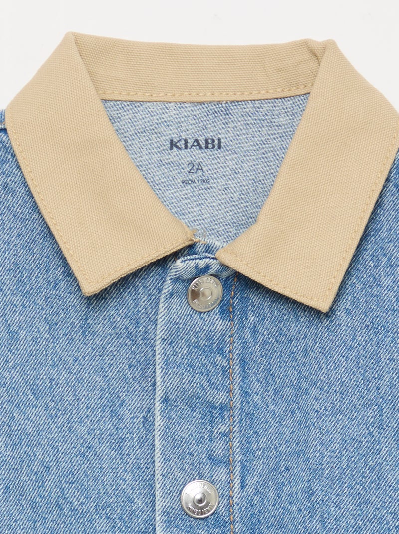 Denim jas met contrasterende puntkraag Blauw - Kiabi