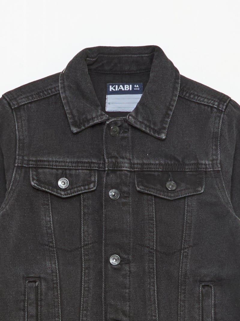 Denim jas met knoopsluiting Zwart - Kiabi