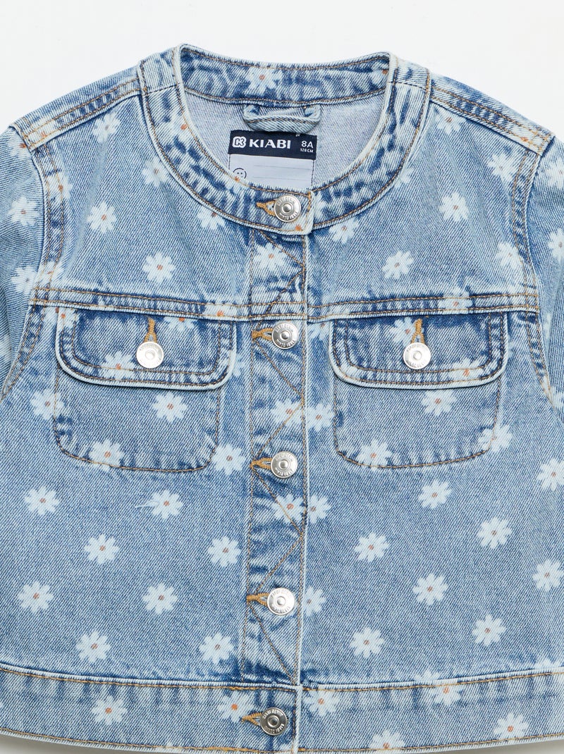 Denim jas met ronde hals Blauw - Kiabi