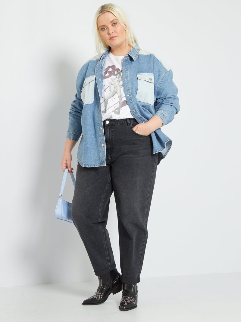Denim jasje met patchwork-effect BLAUW - Kiabi