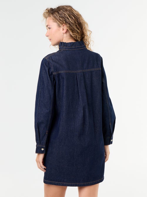 Denim jurk met frillkraag - Kiabi