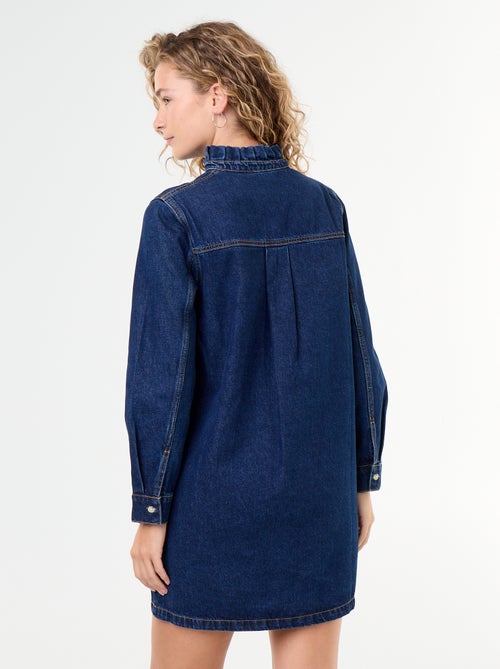 Denim jurk met frillkraag - Kiabi