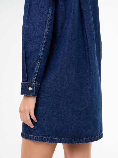 Denim jurk met frillkraag - Kiabi