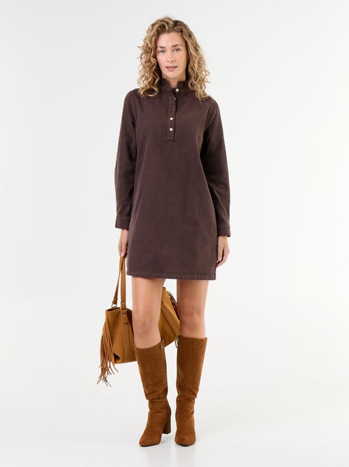 Denim jurk met frillkraag - Kiabi
