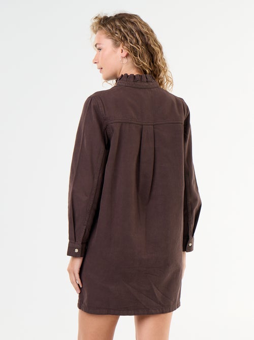 Denim jurk met frillkraag - Kiabi
